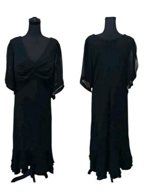 Onyx Nite Wendye Chaitin Evening Cocktail Dress Flutter Sleeve Layered Hem